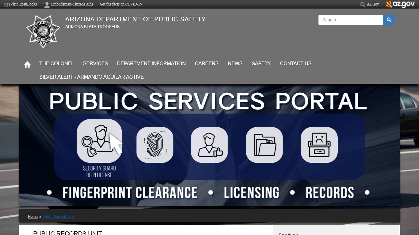 Public Records Unit | Arizona Department of Public Safety